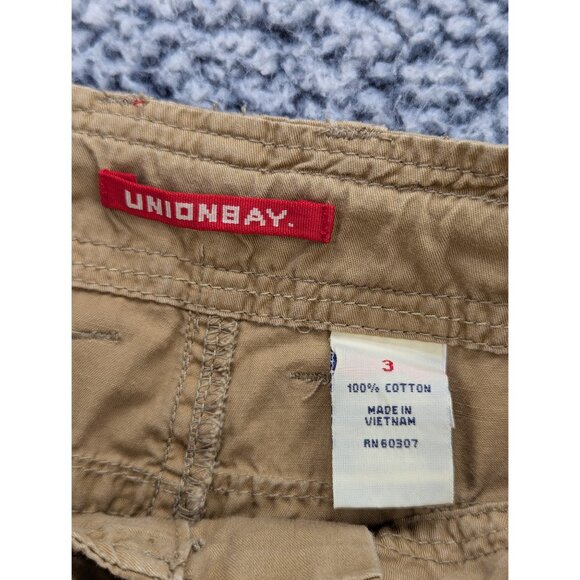 Union Bay Y2K Cargo Capris Juniors 3 Streetwear Drawstring Utility Pockets Tan - Picture 10 of 10